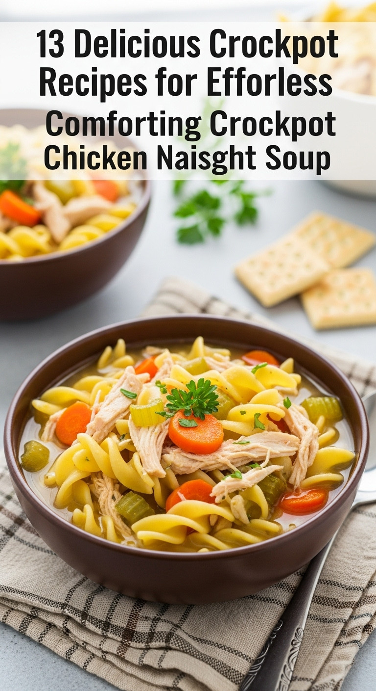 Hyperrealistic Comforting Crockpot Chicken Noodle Soup With Shredded Chicken Egg Noodles Carrots And Parsley For Weeknight Meals