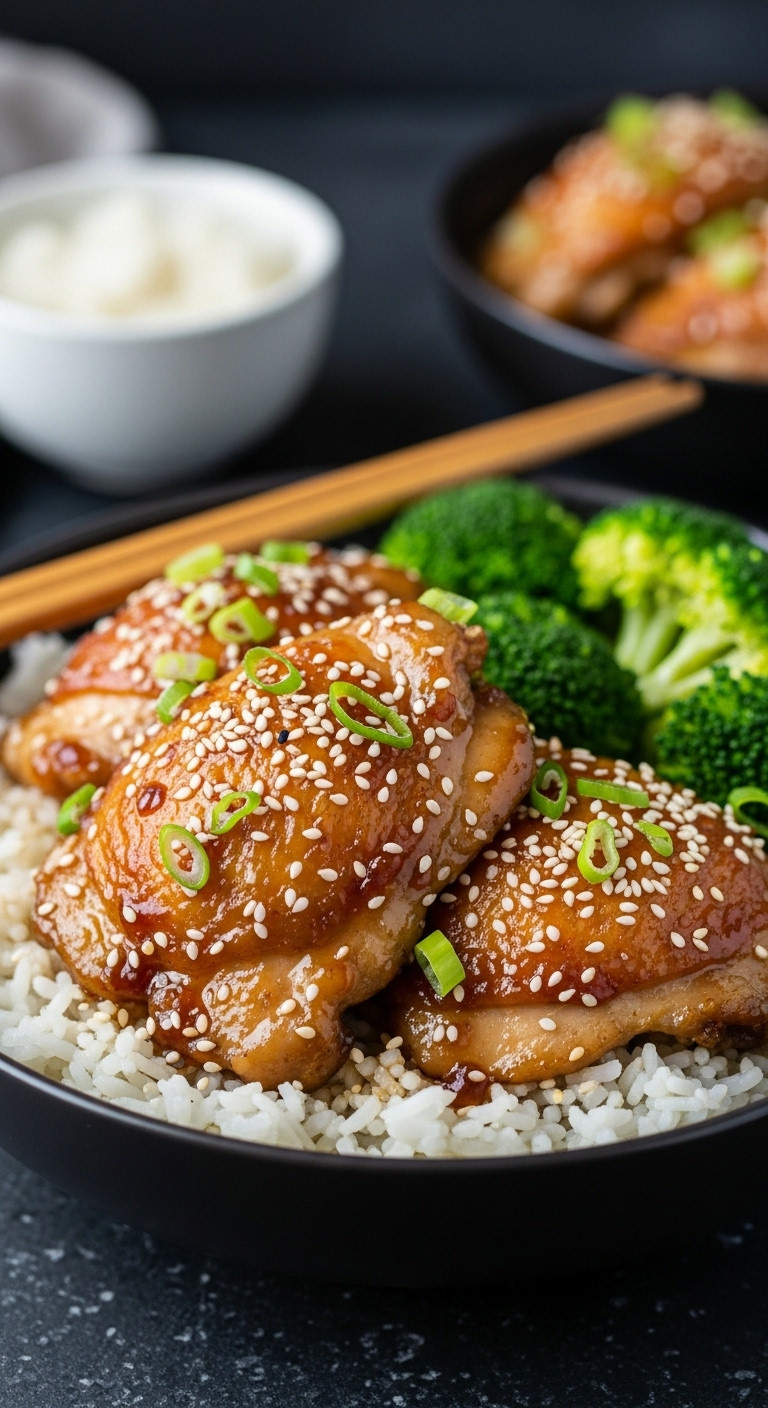 Hyperrealistic Slow Cooker Honey Garlic Chicken With Sesame Seeds Green Onions And Rice For Effortless Weeknight Meals