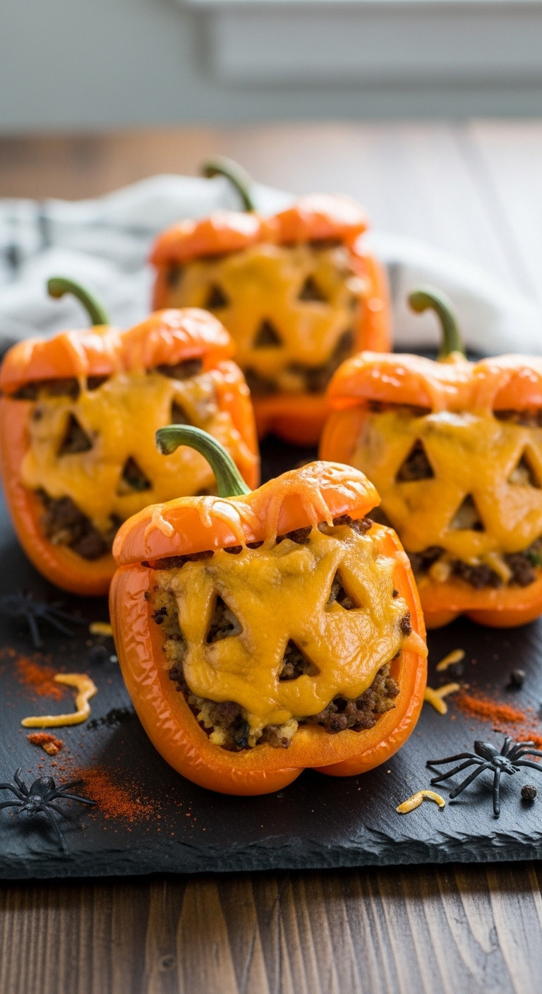 Keto Jack O Lantern Stuffed Peppers For A Spooky Halloween Feast