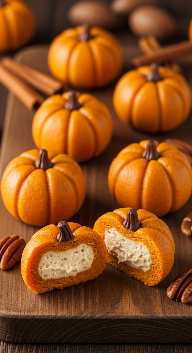 Keto Pumpkin Spice Fat Bombs On A Rustic Wooden Board