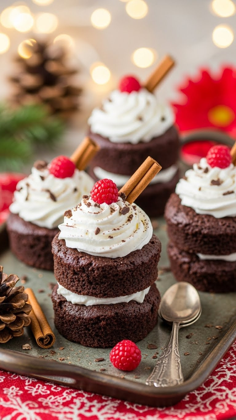 Mini Hot Chocolate Brownies On Festive Serving Tray