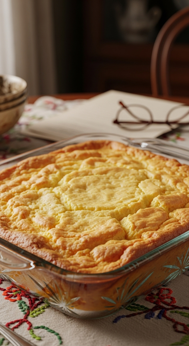 Old Fashioned Whipped Sweet Potato Casserole In An Antique Glass Dish On An Embroidered Tablecloth