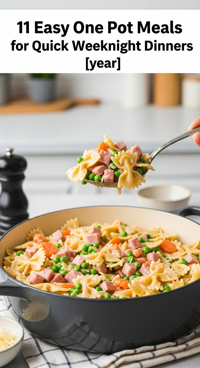 One Pot Ham And Veggie Pasta With Creamy Farfalle Ham Peas And Carrots In A Large Pot