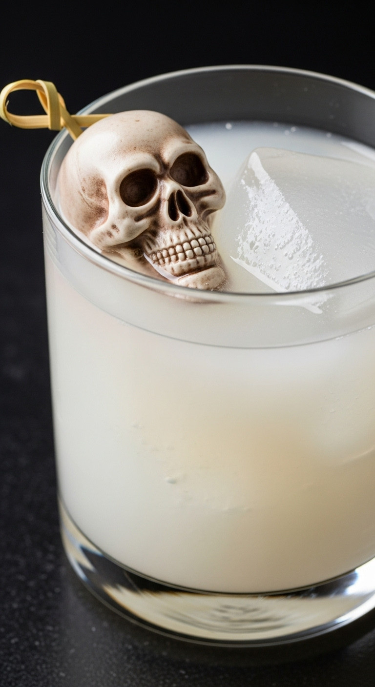 Opaque, Creamy White Ghostly Grog, Shimmering And Ethereal In An Elegant Glass. Perfect Spooky Halloween Drink.