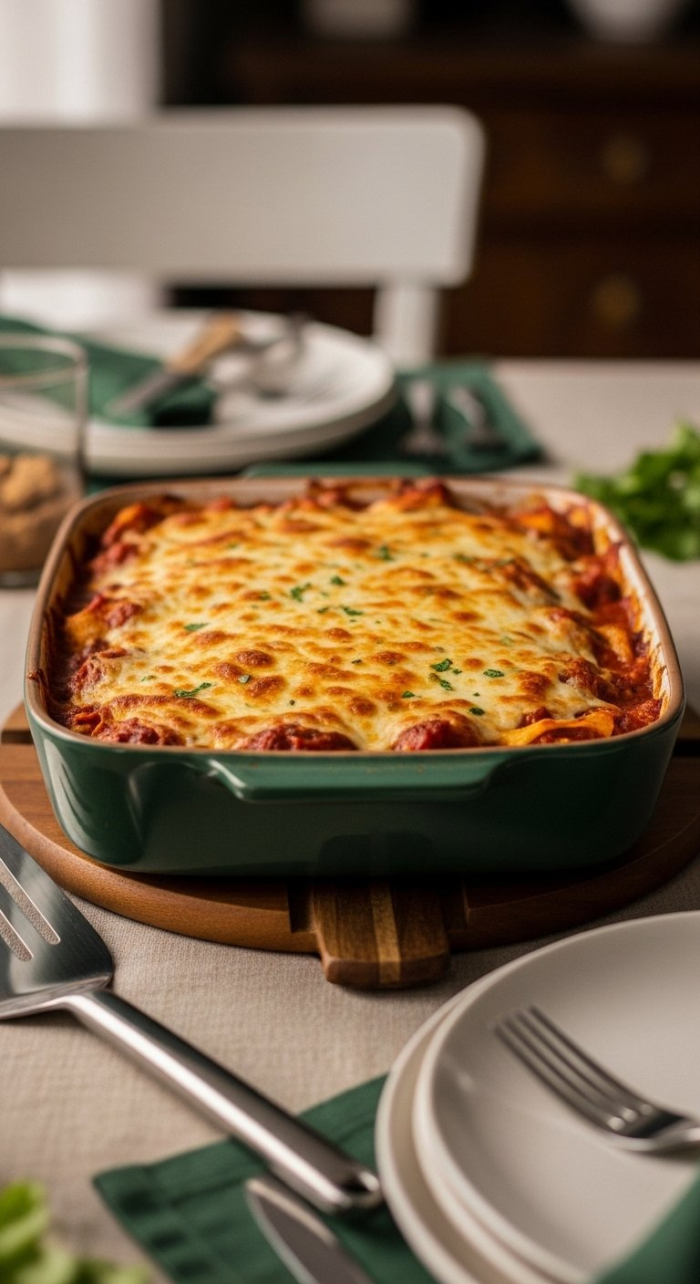 Oven Baked Green Chicken Enchiladas Topped With Bubbly Melted Monterey Jack Cheese Served On A Wooden Trivet.