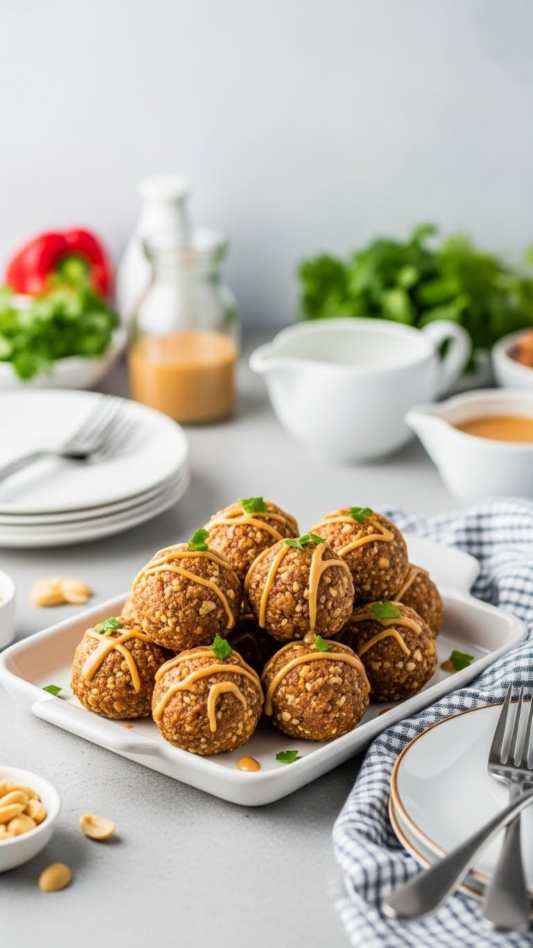 Peanut Butter Snowballs On White Ceramic Platter