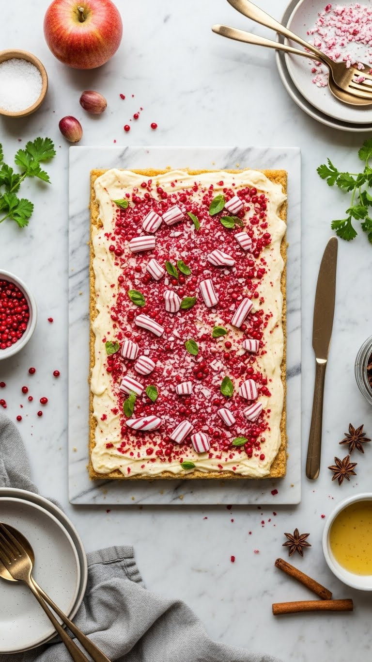 Peppermint Bark On Marble Countertop Overhead View