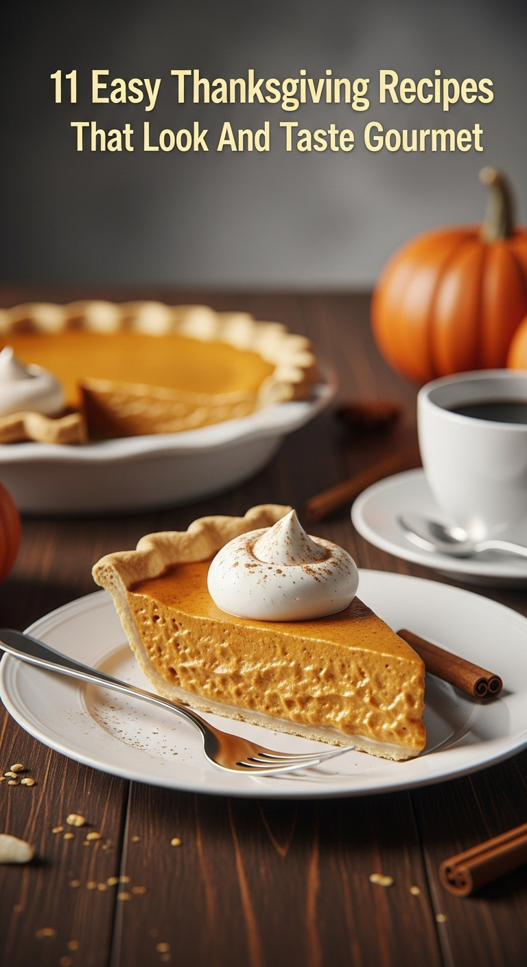 Perfect Slice Of Classic Make-Ahead Pumpkin Pie With Whipped Cream And Cinnamon On A White Plate On A Dark Wood Table In Soft Window Light