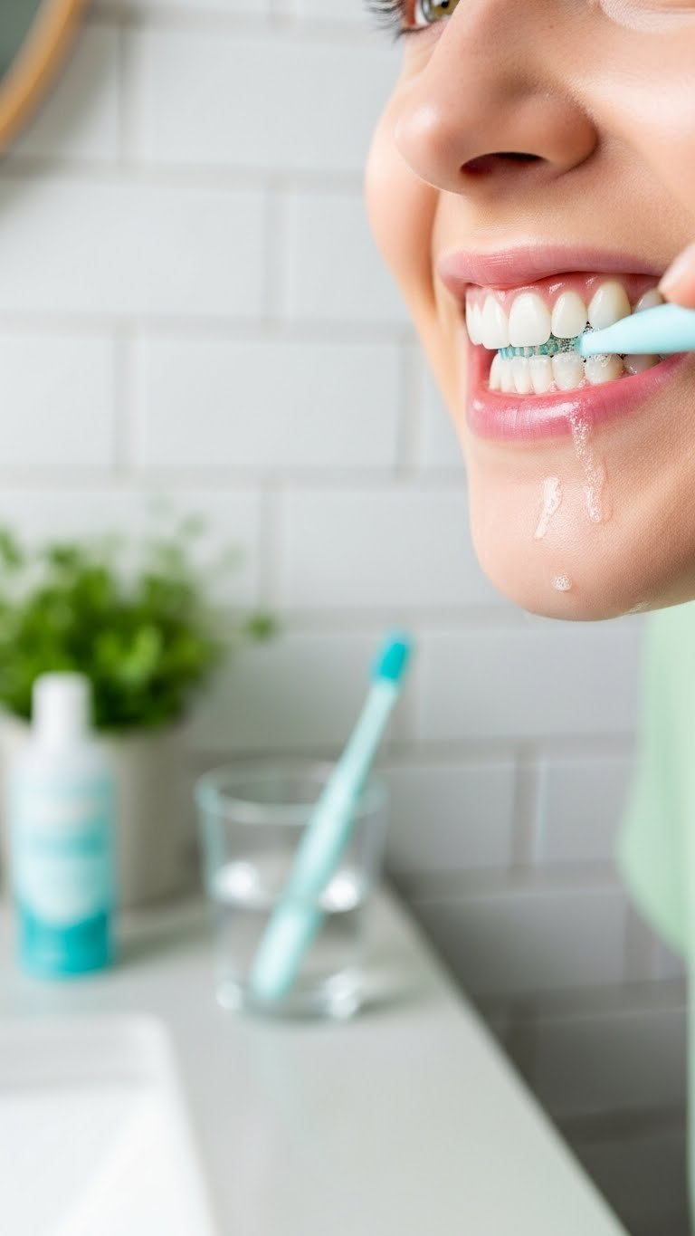 Person Smiling Confidently With Bright Teeth Showcasing Fresh Breath After Using Baking Soda Toothpaste