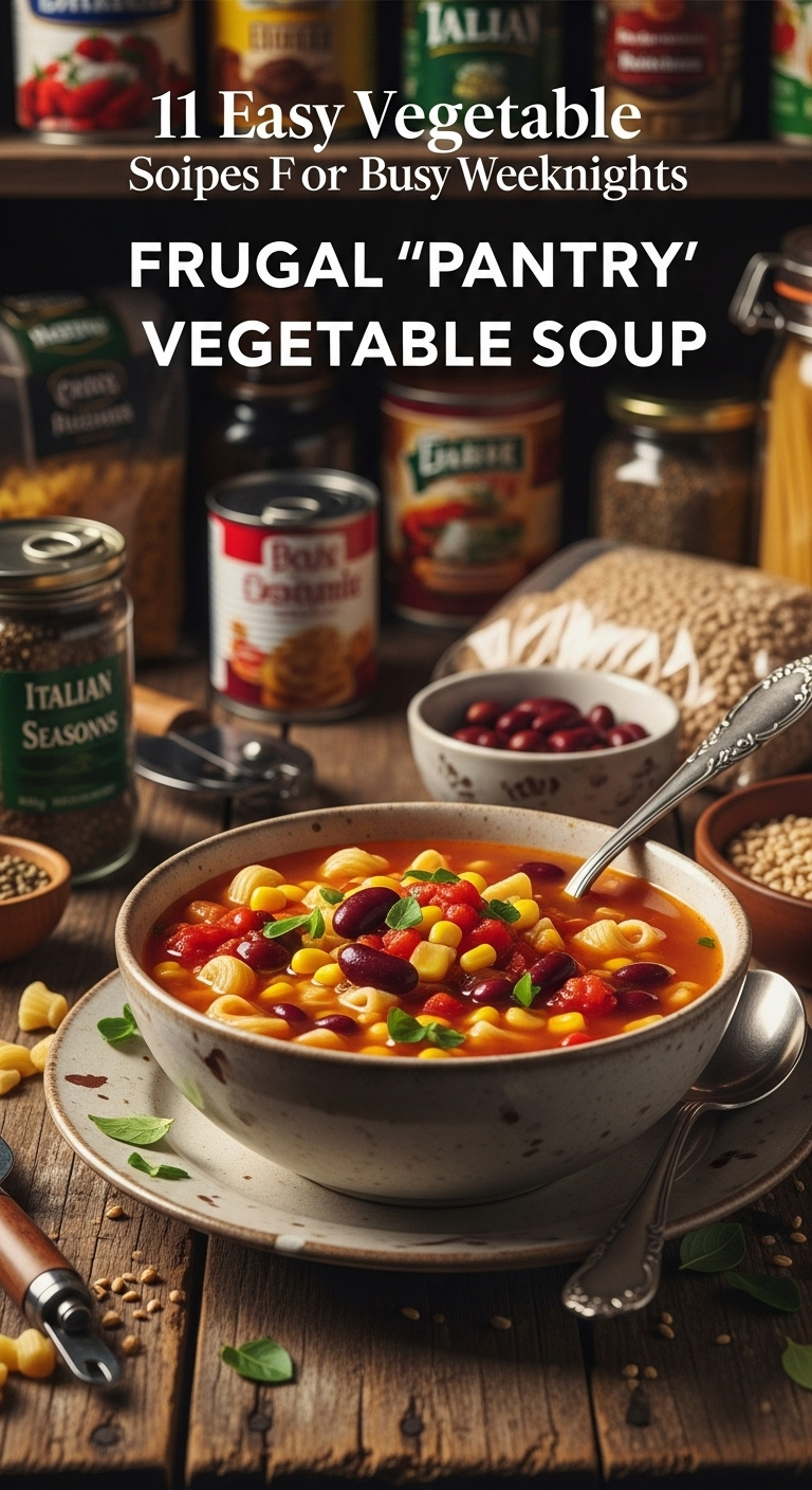 Quick Vegetable Soup For Weeknights With Text Overlay