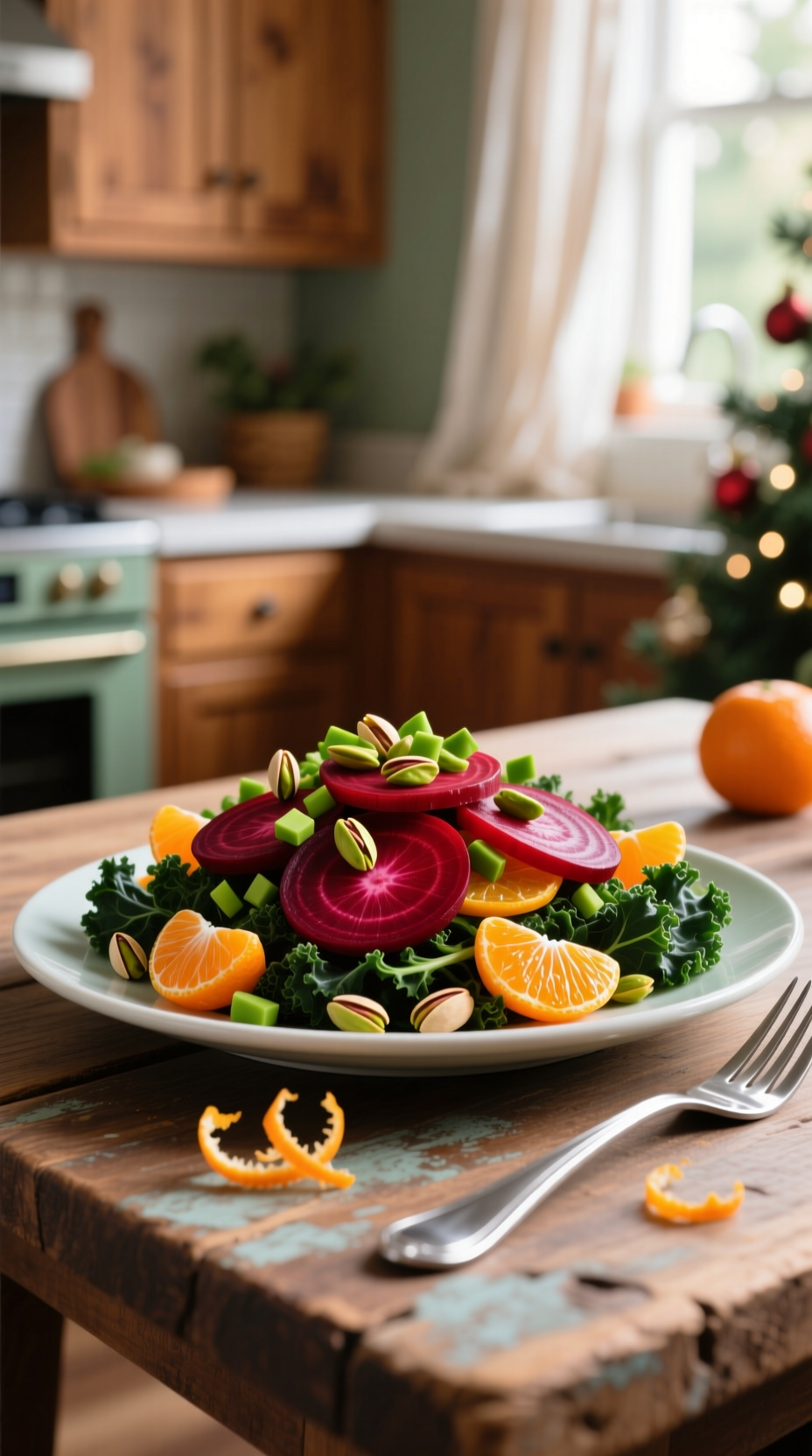 Refreshing Winter Fruit Salad With Blood Orange, Grapefruit, Navel Orange Segments, Fresh Mint, And Crushed Salt.