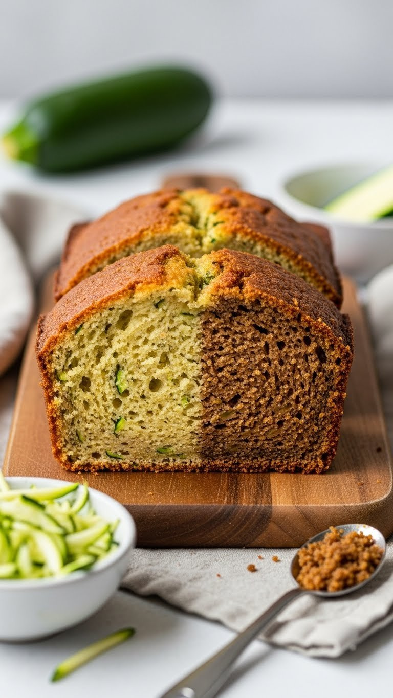 Side-By-Side Comparison Of Perfect Moist Zucchini Bread Slice Versus Dense Or Dry Bread Texture
