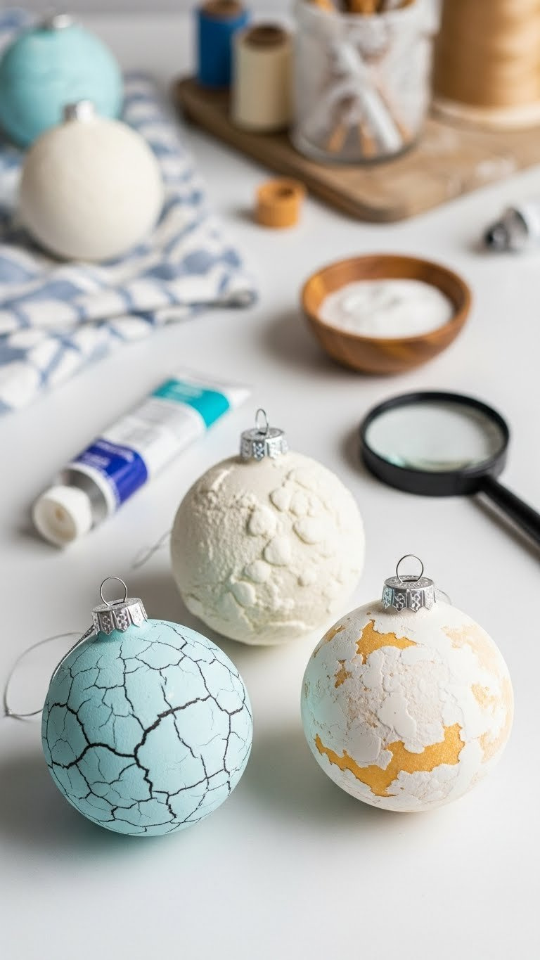 Side-By-Side Troubleshooting Examples Showing Cracked, Lumpy, And Peeling Baking Soda Paint On Ornaments