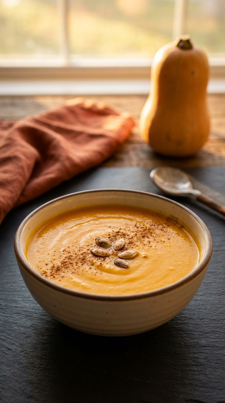 Silky Smooth Instant Pot Butternut Squash Soup With Cinnamon And Toasted Pumpkin Seeds Garnish