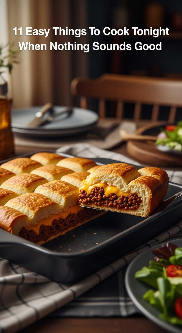 Sloppy Joe Casserole With Golden Crescent Roll Crust, Savory Beef And Melted Cheese, With Spatula And Side Salad
