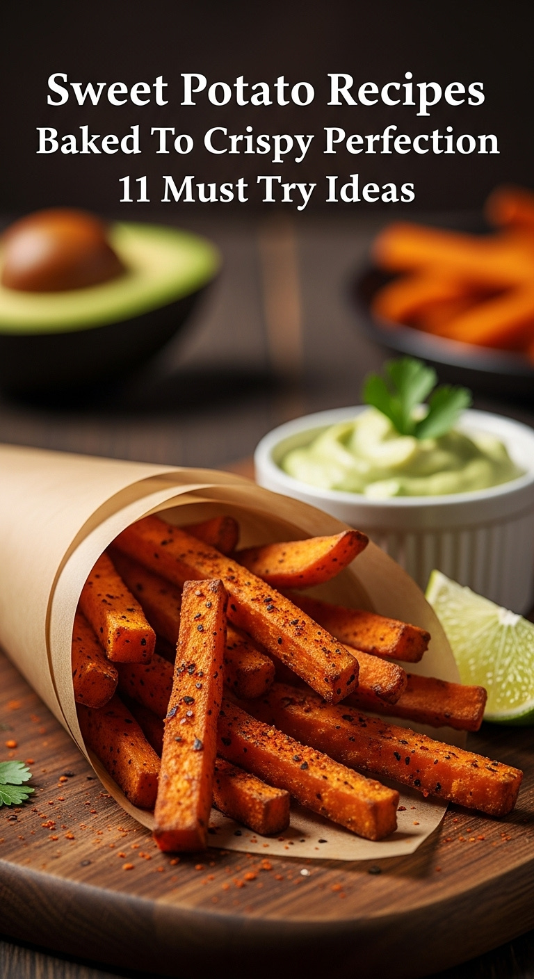 Smoky Chipotle Baked Sweet Potato Fries In A Parchment Cone With Avocado Lime Dip And A Lime Wedge
