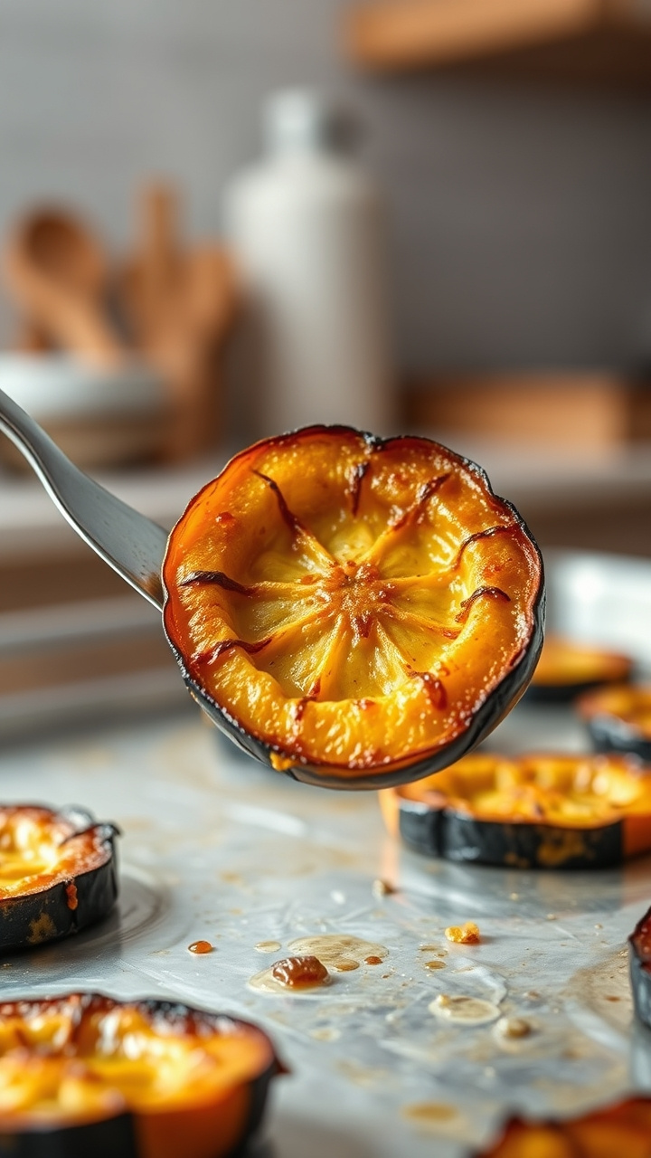 Smoky Spicy Roasted Delicata Squash In Cast Iron Skillet, Hot Honey Drizzle, Paprika. Rustic Table, Smoked Paprika, Hot Honey Jar.