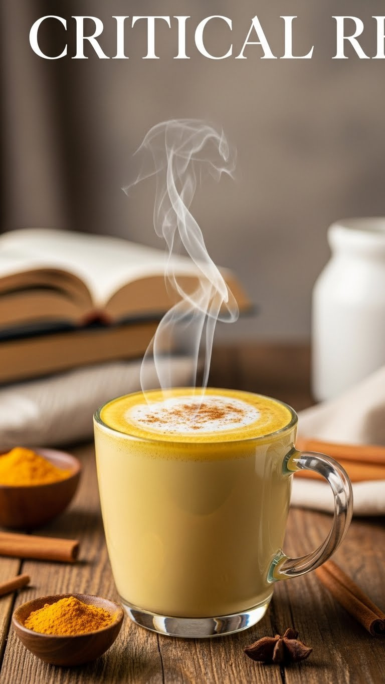 Soothing Golden Milk Latte In Cozy Mug With Cinnamon Sprinkle On Rustic Wooden Table