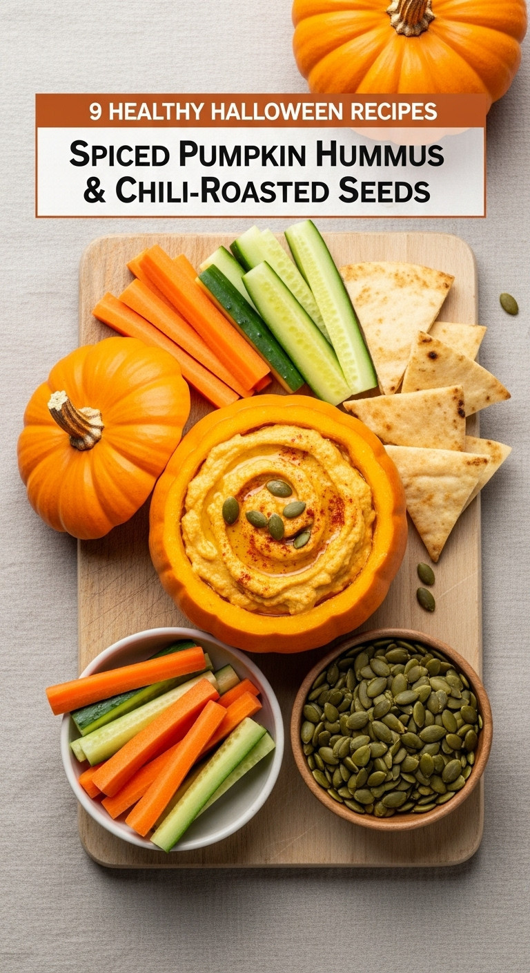 Spiced Pumpkin Hummus With Chili Roasted Seeds In A Hollowed Out Pumpkin With Veggie Sticks And Pita