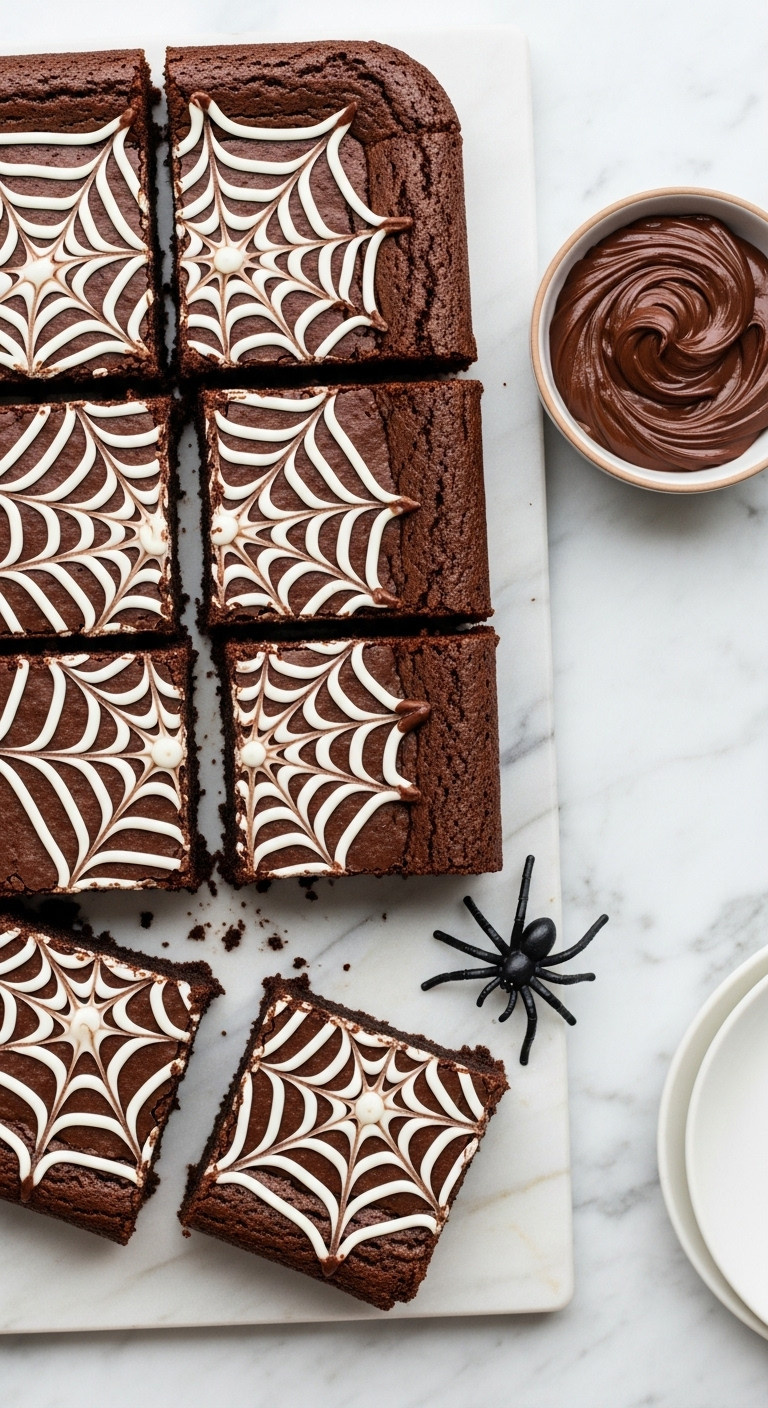 Spiderwebbrowniesrecipehalloweendessertchocolatefudgyfestivetreatpinteresthappybakinglifestylefoodphotography