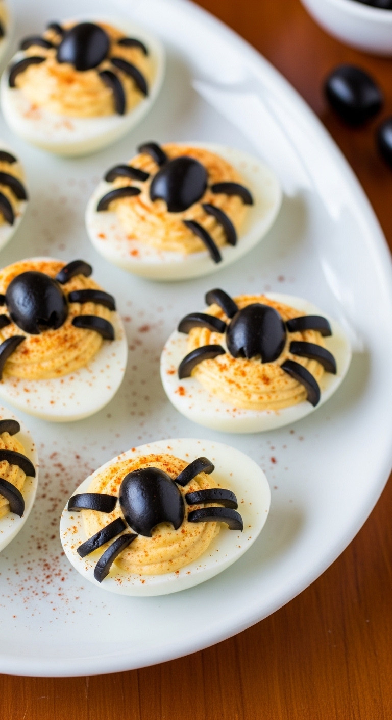 Spooky Spider Deviled Eggs Appetizer Flat Lay Pinterest Food Photography