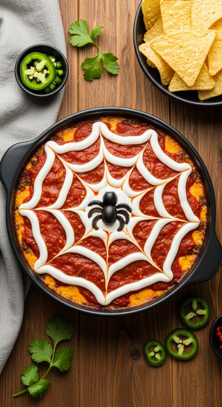Spooky Spider Web Taco Dip Halloween Appetizer