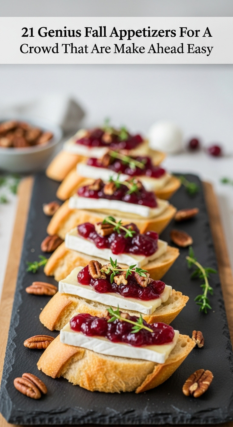 Toasted Baguette Slices Topped With Creamy Brie Tangy Cranberry Sauce Crunchy Pecans And Fresh Thyme Crostini