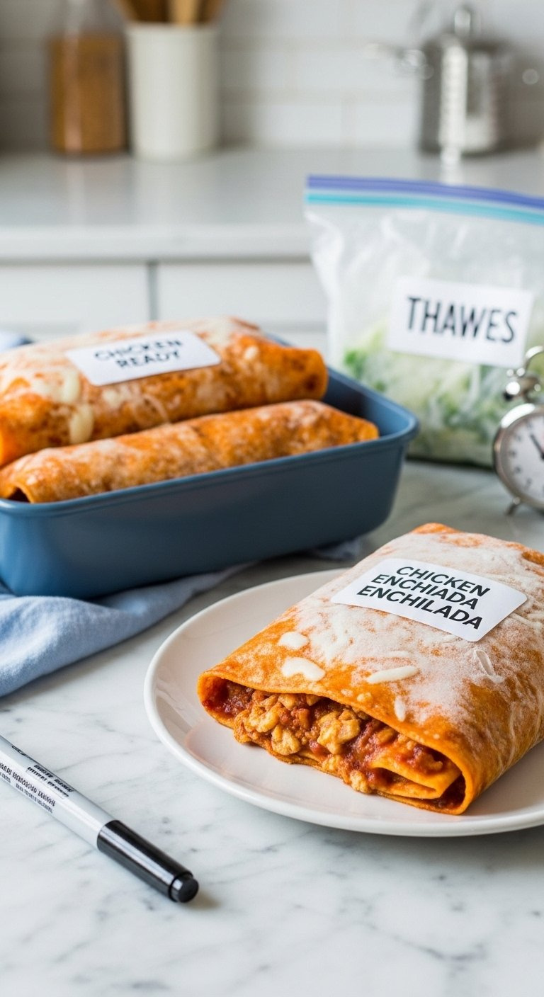 Two Glass Baking Dishes Showing A Wrapped Frozen Casserole And A Thawed Meal Ready For Baking.
