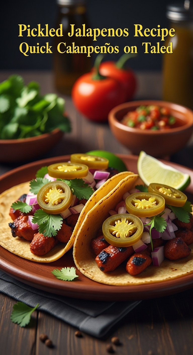 Two Street Tacos Topped With Vibrant Green Pickled Jalapeño Slices Grilled Meat Cilantro And Onion On A Rustic Ceramic Plate