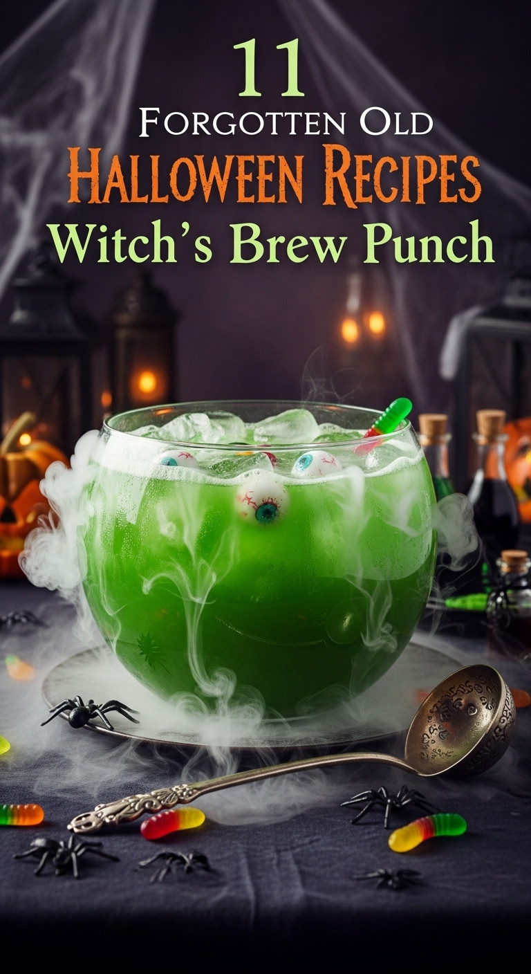 Vibrant Green Witch's Brew Punch, Dry Ice Mist, Eyeballs In Glass Bowl. Dark Tablecloth, Blurred Halloween Party. Spooky Drink.