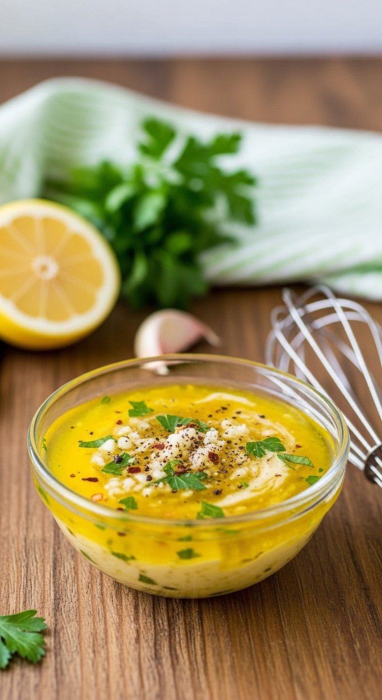 Vibrant Homemade Cowboy Butter Sauce With Garlic And Parsley In A Glass Bowl On A Rustic Wooden Table.
