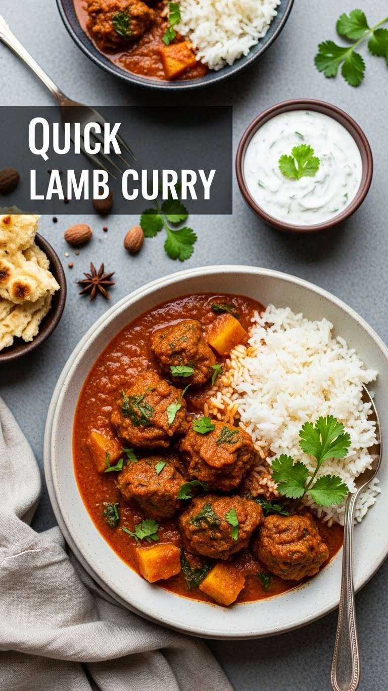 Vibrant, Rich Instant Pot Lamb Curry With Tender Lamb, Spiced Sauce, Basmati Rice, And Fresh Coriander, Served In A Traditional Bowl.