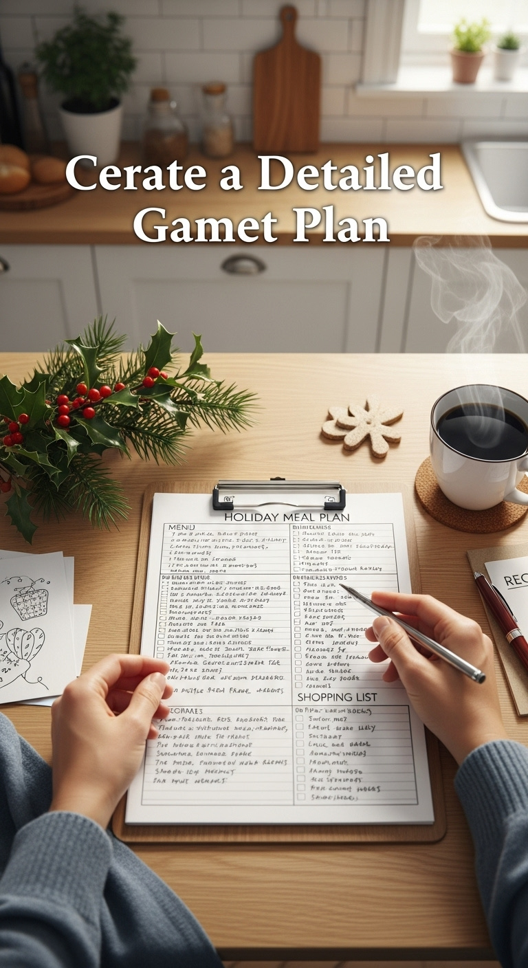 Well Organized Handwritten Holiday Meal Plan On A Clipboard With Menu Cooking Timeline And Shopping List