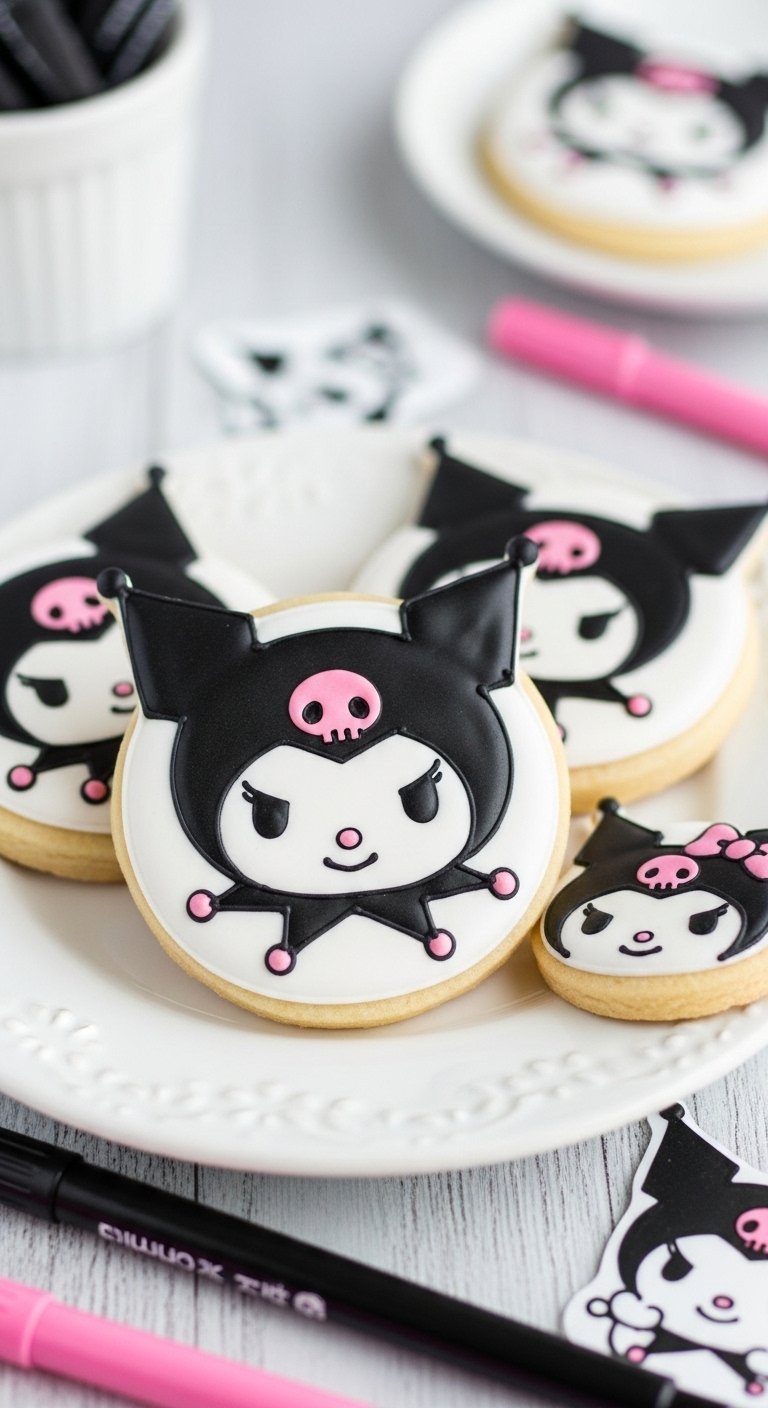 Wrapped Raw Sanrio Character Dough Logs Revealing Hello Kitty Face Patterns On A Wooden Cutting Board.
