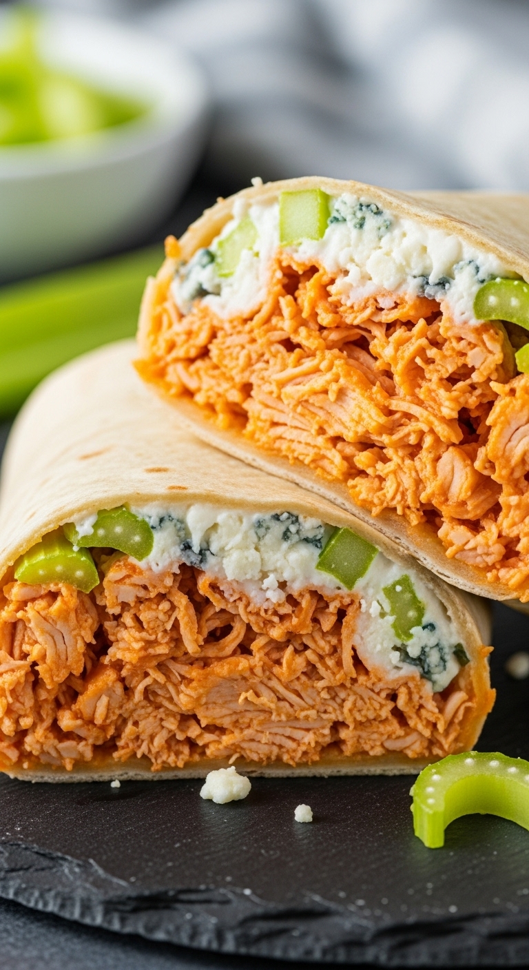 Buffalo-Chicken-Wrap-Shredded-Chicken-Buffalo-Sauce-Blue-Cheese-Celery-Dark-Slate
