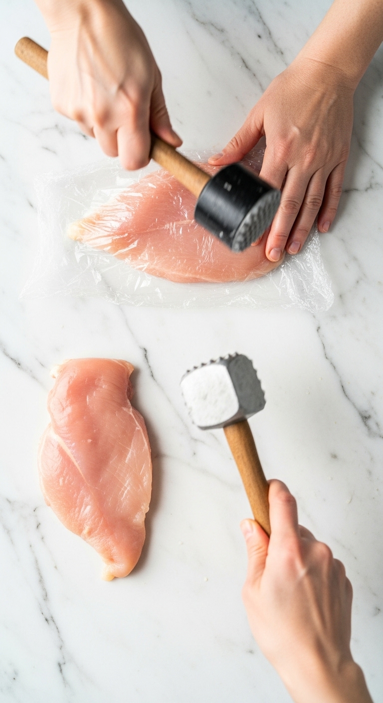 Chicken-Breast-Pounding-Prep-Action-Marble-Countertop-Meat-Mallet