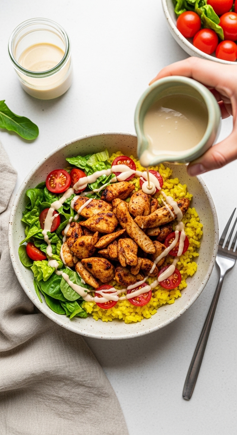 Chicken Shawarma Bowl Tahini Sauce Ceramic Bowl Blog Post