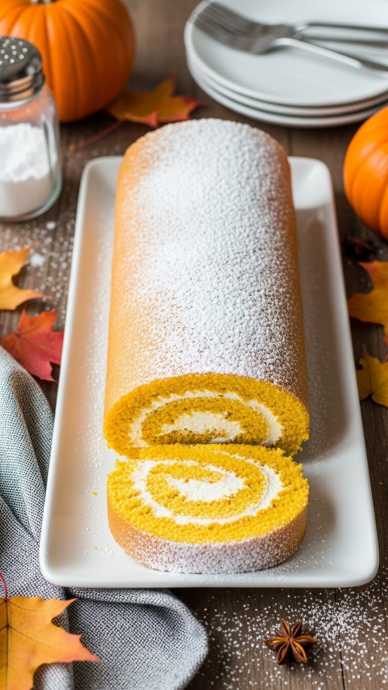 Classic Pumpkin Roll With Cream Cheese Filling Spiral Slice