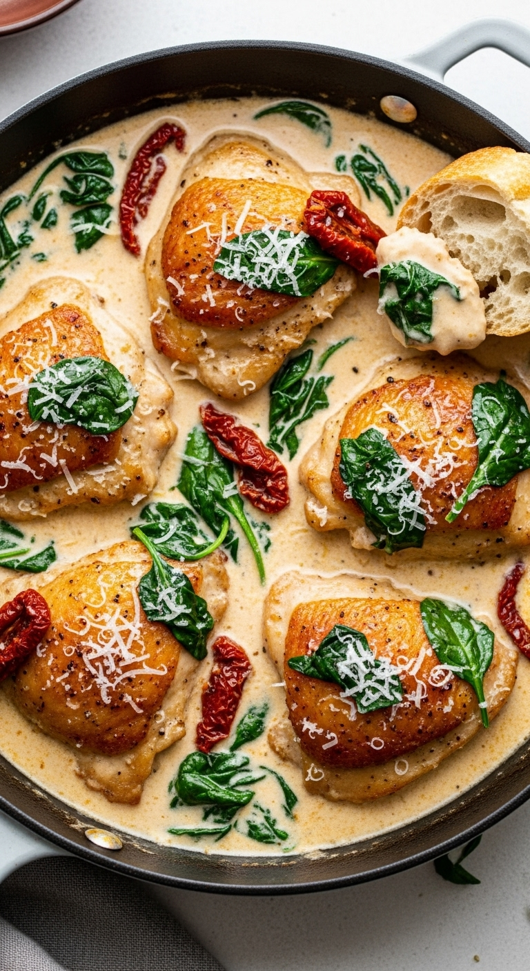Creamy-Tuscan-Garlic-Chicken-Thighs-Rich-Sauce