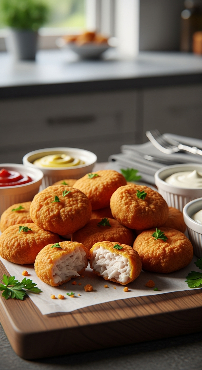 Crispy Homemade Chicken Nuggets Dipping Sauces Parsley