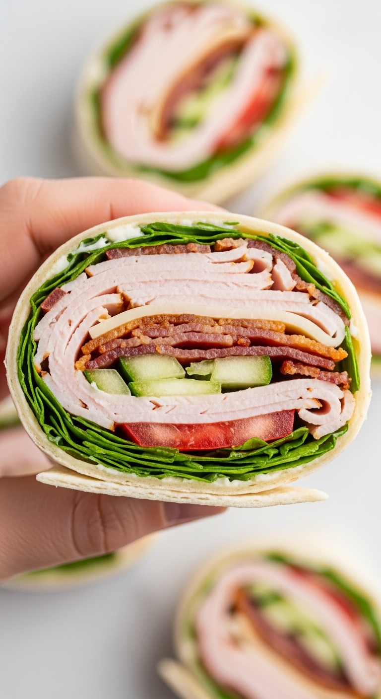 Deli-Style-Turkey-Club-Wrap-Cross-Section-Turkey-Bacon-Cheese-Vegetables-Held-In-Hand