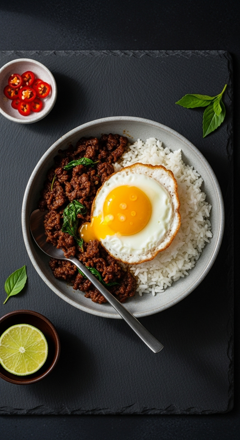 Easy-Beef-Krapow-Thai-Basil-Beef-Fried-Egg-Jasmine-Rice