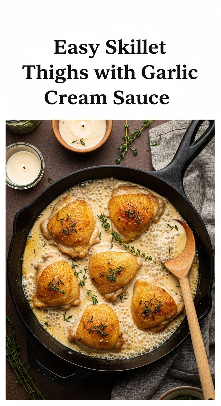 Easy-Skillet-Chicken-Thighs-Garlic-Cream-Sauce-Golden-Brown
