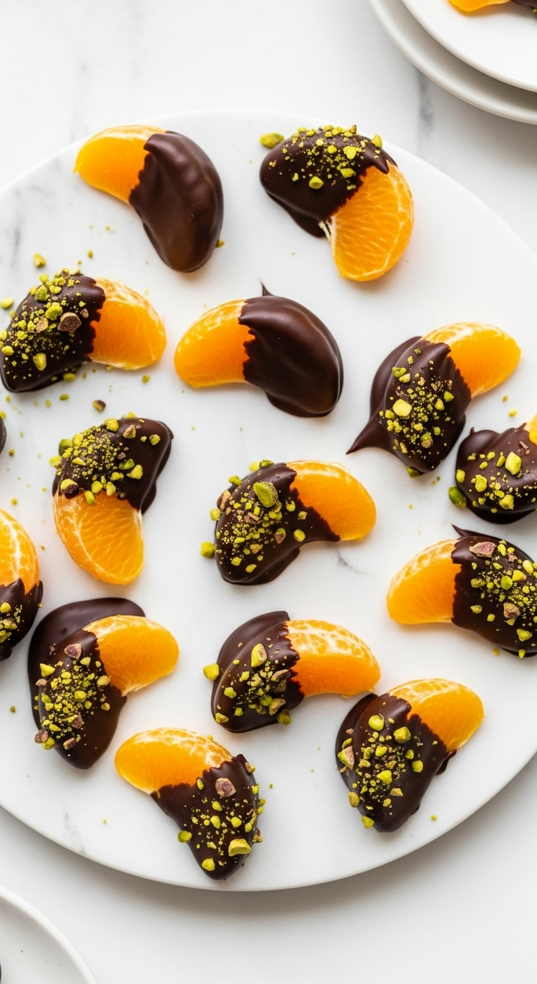 Elegant-Chocolate-Dipped-Orange-Segments-Pistachios-White-Marble-Platter