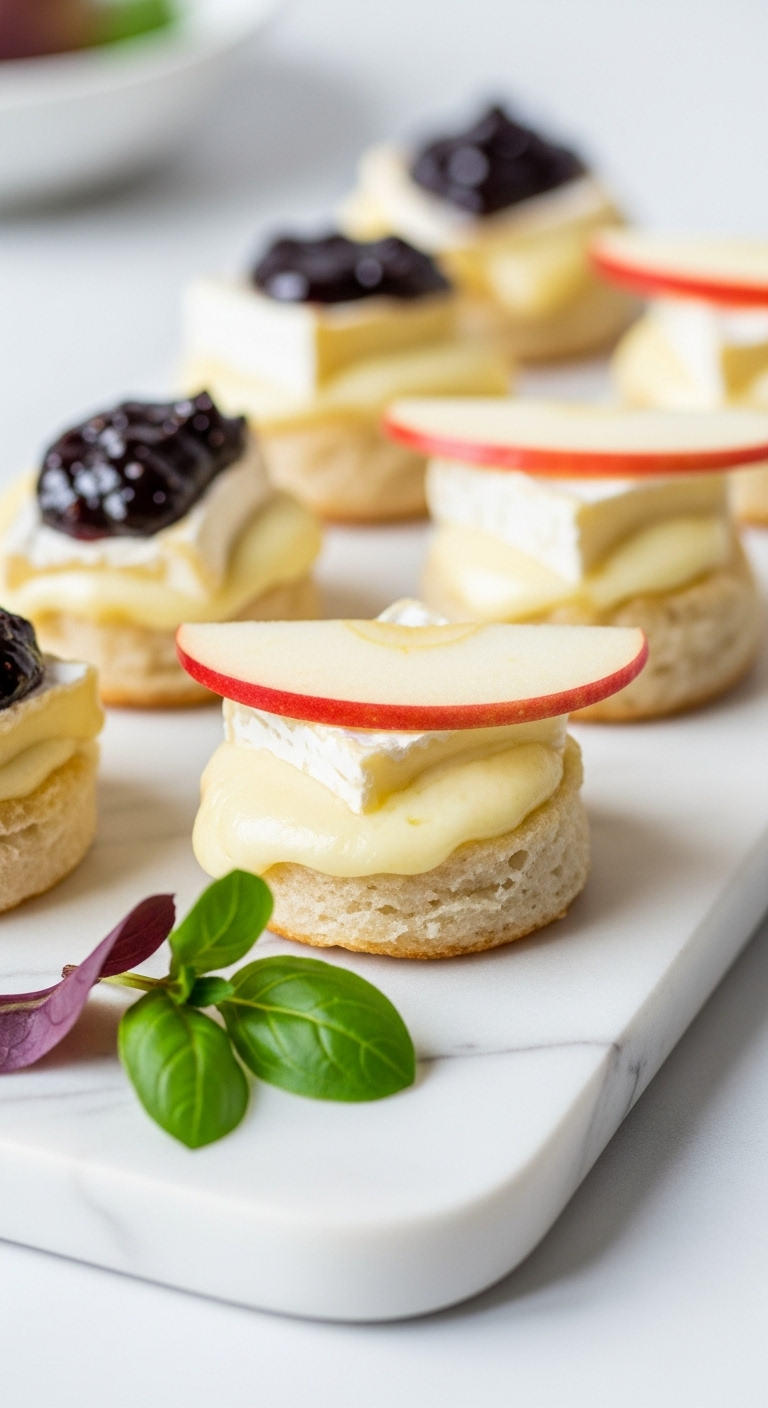 Elegant-Roasted-Chicken-Brie-Mini-Bites-Fig-Jam-Slice-Apple-Marble-Tray