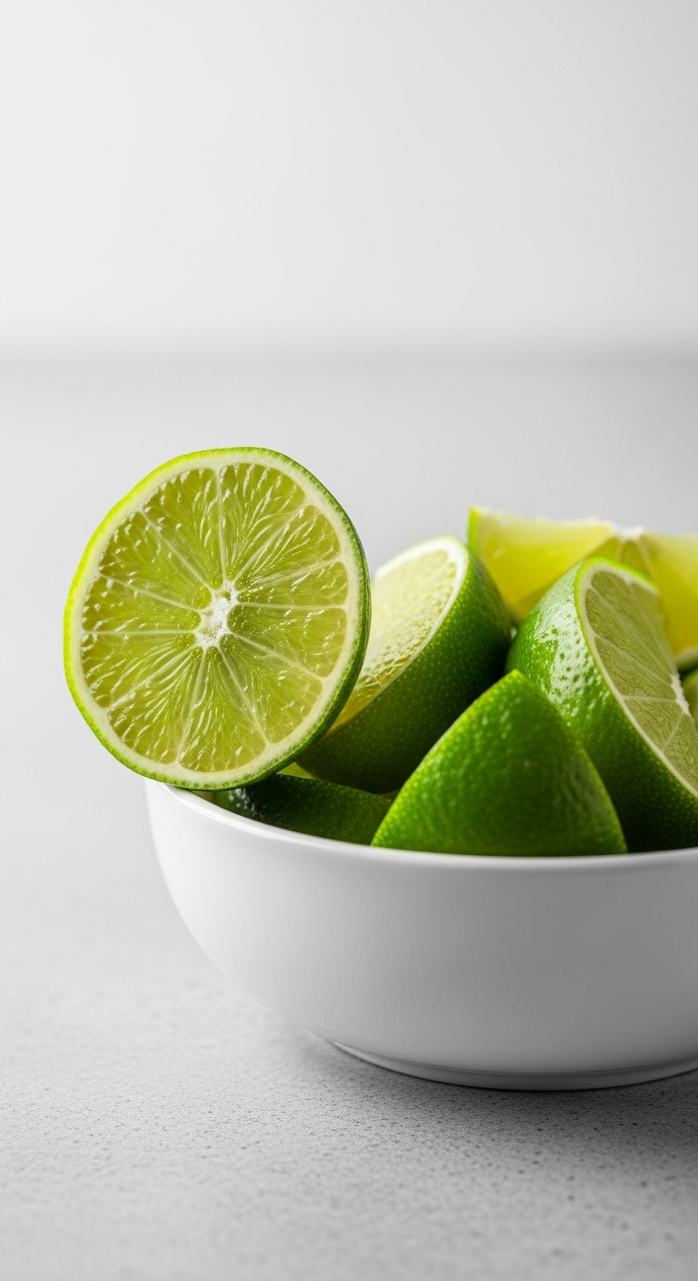 Fresh-Lime-Wedges-In-White-Bowl-On-Light-Grey-Concrete