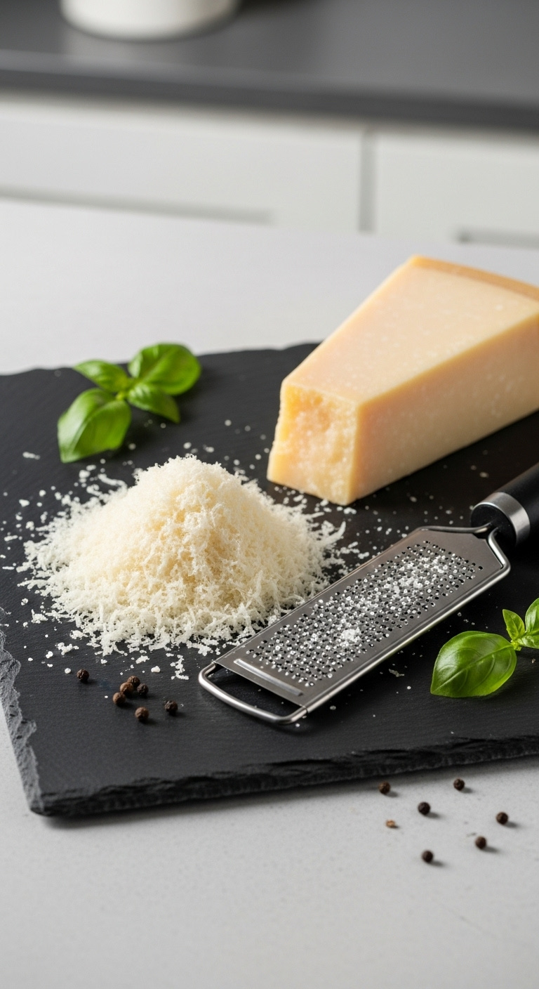Fresh-Parmesan-Cheese-Wedge-Grated-Parmigiano-Microplane-Basil-Peppercorns-Slate-Board