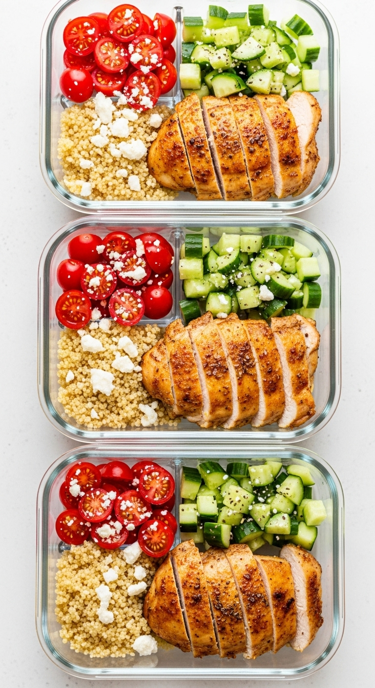 Greek-Inspired-Meal-Prep-Chicken-Thighs-With-Quinoa-Cucumber-Tomatoes