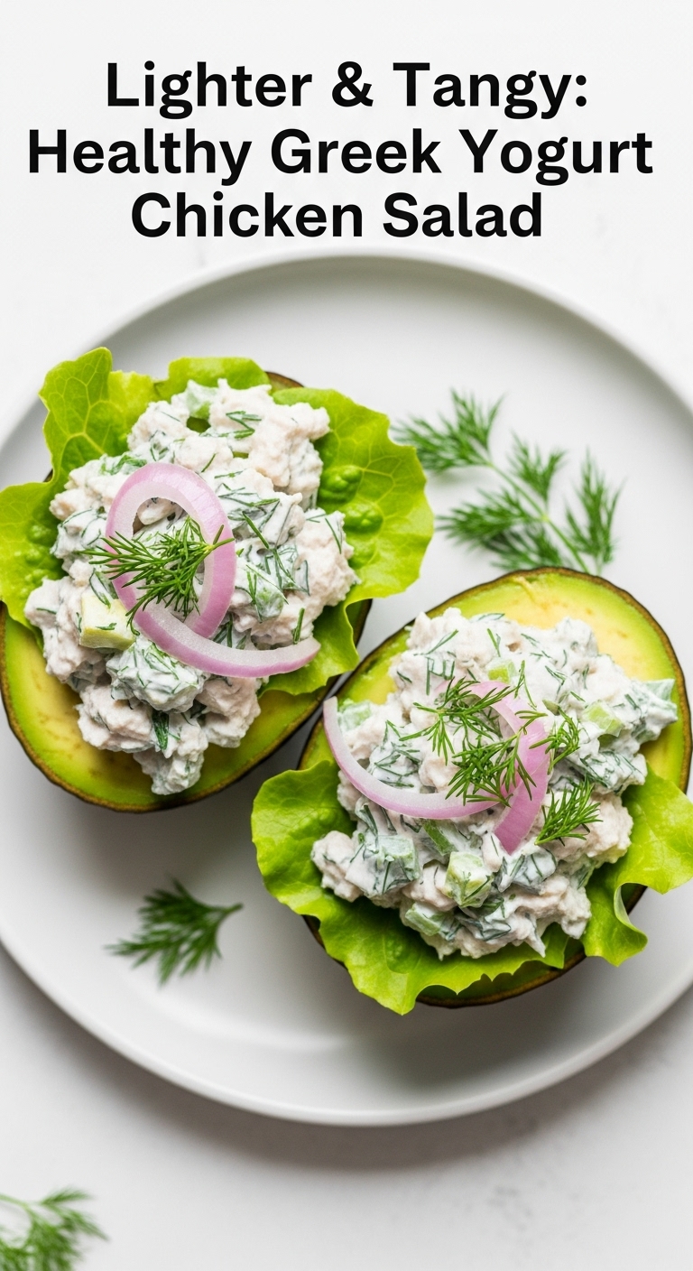 Greek Yogurt Chicken Salad Avocado Halves Dill Blog Post