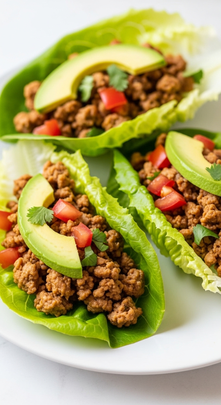 Ground-Turkey-Lettuce-Wraps-Avocado-Tomatoes-Cilantro-Healthy-Dinner